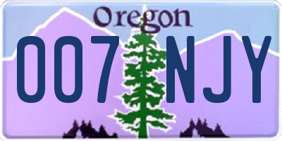 OR license plate 007NJY