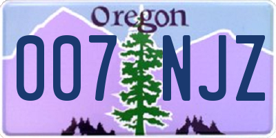 OR license plate 007NJZ