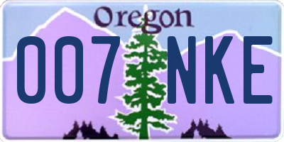 OR license plate 007NKE