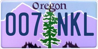 OR license plate 007NKL