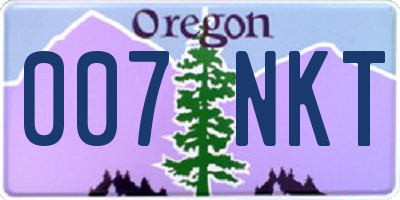 OR license plate 007NKT