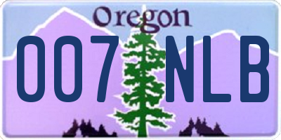 OR license plate 007NLB