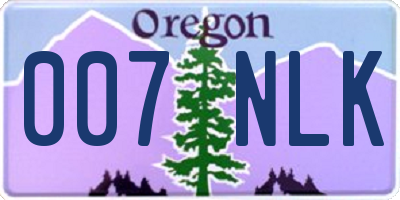 OR license plate 007NLK