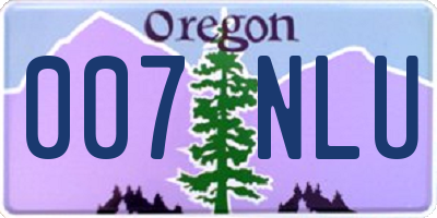 OR license plate 007NLU