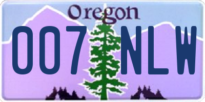 OR license plate 007NLW