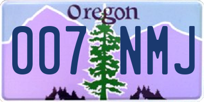OR license plate 007NMJ