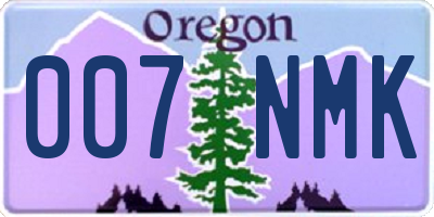 OR license plate 007NMK