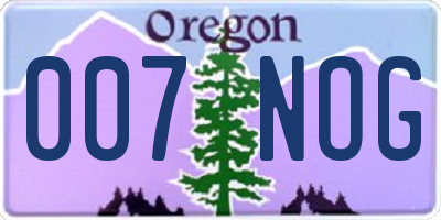 OR license plate 007NOG
