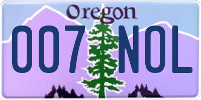 OR license plate 007NOL