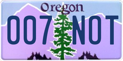 OR license plate 007NOT