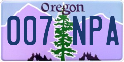 OR license plate 007NPA