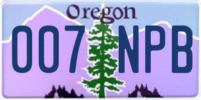 OR license plate 007NPB
