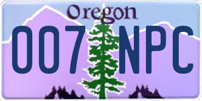 OR license plate 007NPC