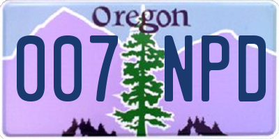 OR license plate 007NPD