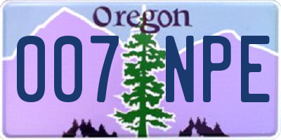 OR license plate 007NPE