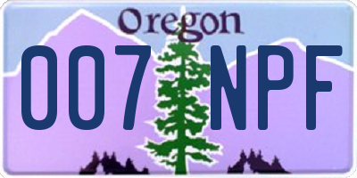 OR license plate 007NPF