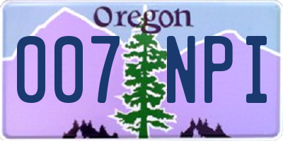 OR license plate 007NPI
