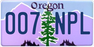 OR license plate 007NPL
