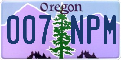OR license plate 007NPM