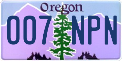 OR license plate 007NPN