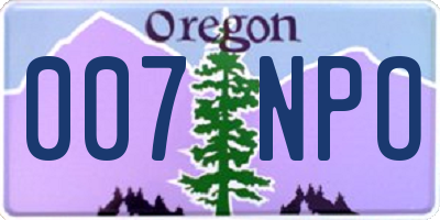 OR license plate 007NPO