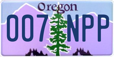 OR license plate 007NPP