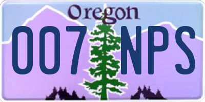 OR license plate 007NPS