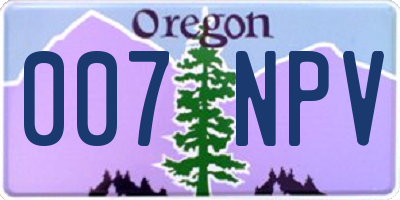 OR license plate 007NPV