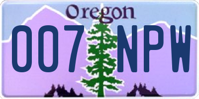 OR license plate 007NPW