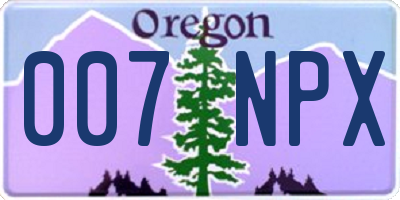 OR license plate 007NPX