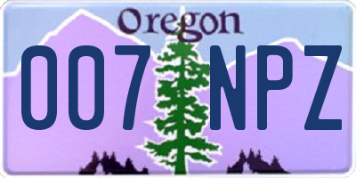 OR license plate 007NPZ