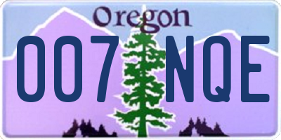 OR license plate 007NQE