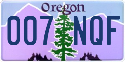OR license plate 007NQF
