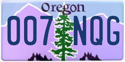 OR license plate 007NQG