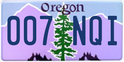 OR license plate 007NQI