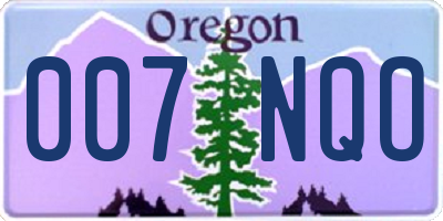 OR license plate 007NQO