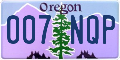 OR license plate 007NQP
