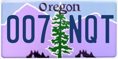 OR license plate 007NQT