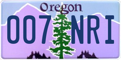 OR license plate 007NRI