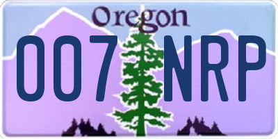 OR license plate 007NRP