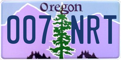 OR license plate 007NRT