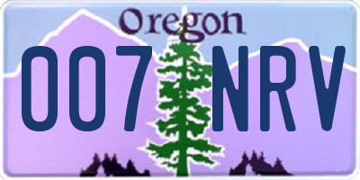 OR license plate 007NRV