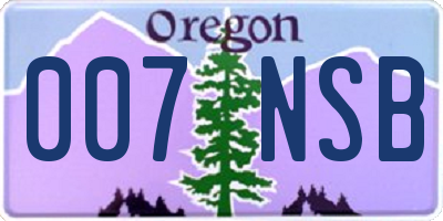 OR license plate 007NSB