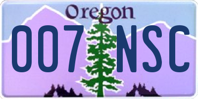OR license plate 007NSC