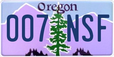 OR license plate 007NSF