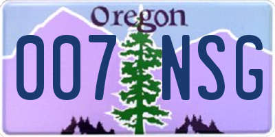 OR license plate 007NSG