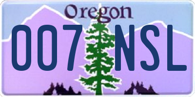 OR license plate 007NSL