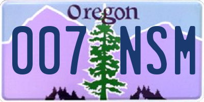 OR license plate 007NSM