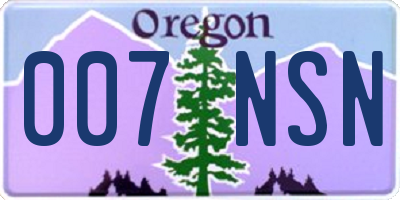 OR license plate 007NSN