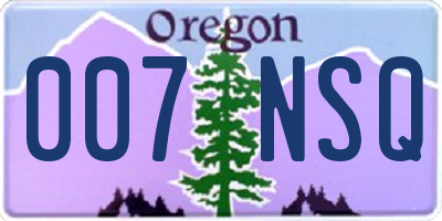 OR license plate 007NSQ